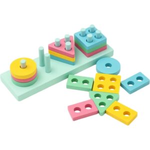 Wooden Geometric Shape Sorting Blocks for Early Learning