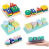 Wooden Geometric Shape Sorting Blocks for Early Learning