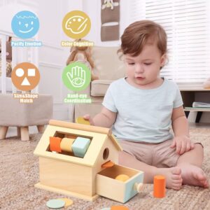 Alternative view of Montessori Wooden Object Permanence Toy with Shape Sorter Activities