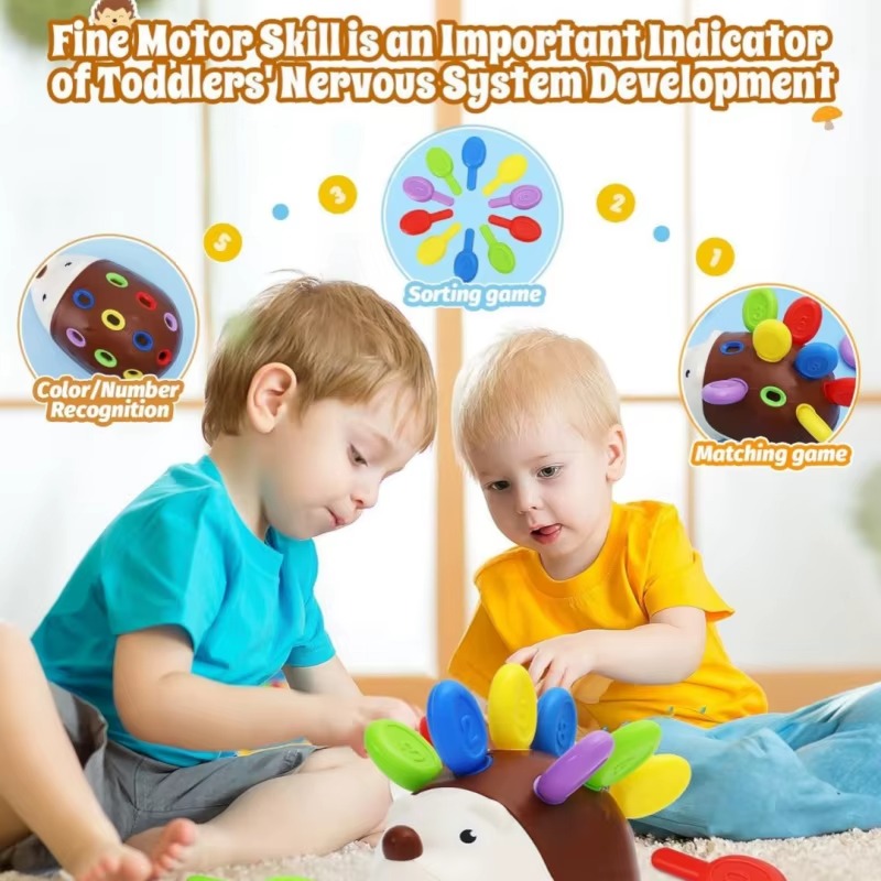 Montessori Sensory Hedgehog Toy for Toddler Fine Motor Activities