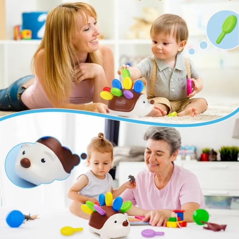 Montessori Sensory Hedgehog Toy for Toddler Fine Motor Activities