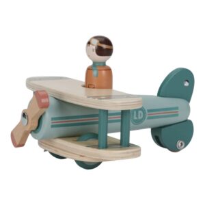 Wooden Toy Airplane with Removable Pilot Figure for Kids