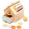 Montessori Wooden Object Permanence Toy with Shape Sorter Activities