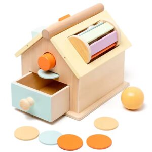 Montessori Wooden Object Permanence Toy with Shape Sorter Activities